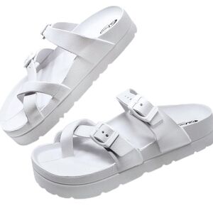 Women's Platform Sandals - Arch Support, Comfortable Foam Slides with Adjustable